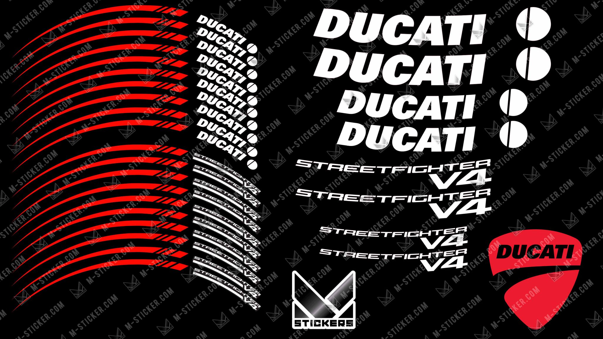 Stickers jante Ducati StreetFighter V4 Kit déco jantes MStickers