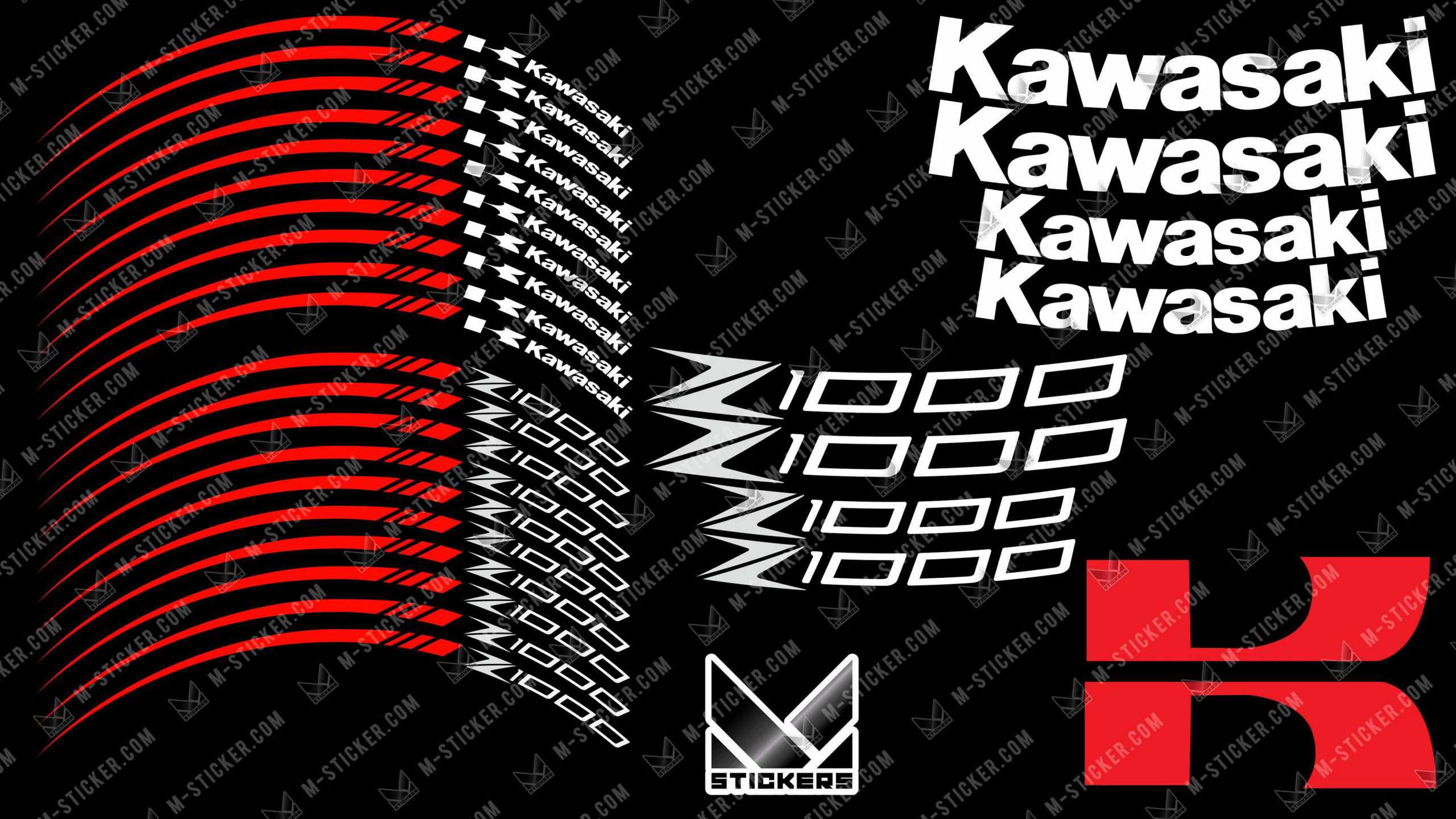 Stickers jante Kawasaki Z1000 SX Kit déco jantes Kawasaki Z1000 SX