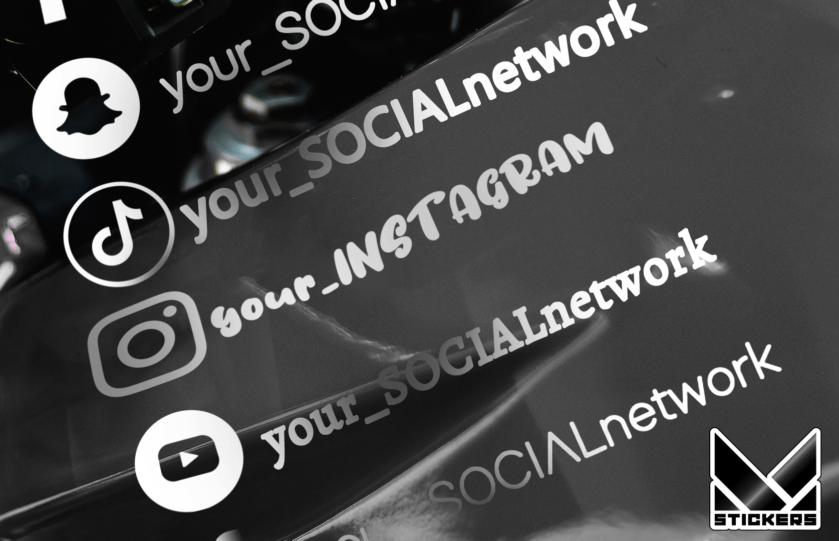 Motorcycle social media decals