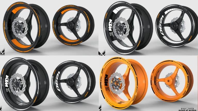 Motorcycle wheel rim decals