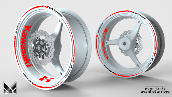 Kawasaki Z750 Wheel Stickers - Red (Closeout)