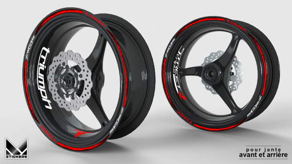 Triumph Street Triple R Red and White Rim Stickers (Closeout)