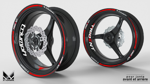 Triumph Trident Wheel Stickers - White/Red (Closeout)