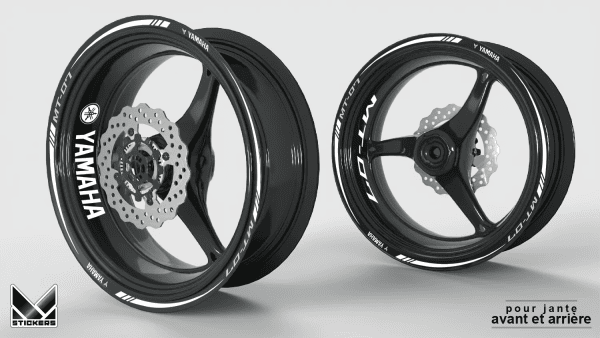 Wheel Stickers Yamaha MT-07 - White / Retro Reflective / Holographic (Closeout)