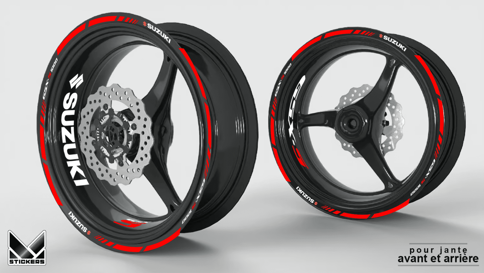 Velgstickers Suzuki GSX-S 1000 Wit en rood - Opruiming 1 Wielrandstickers Suzuki GSX-S 1000 Wit en rood - Opruiming