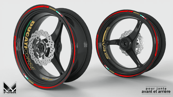 Ducati Streetfighter V4S Wheel Rim Stickers - Red/Gold - CLEARANCE