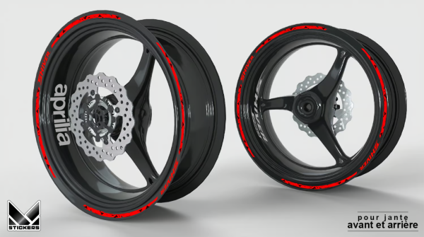 Stickers jante Aprilia Shiver 750 - Rouge et gris - Déstockage
