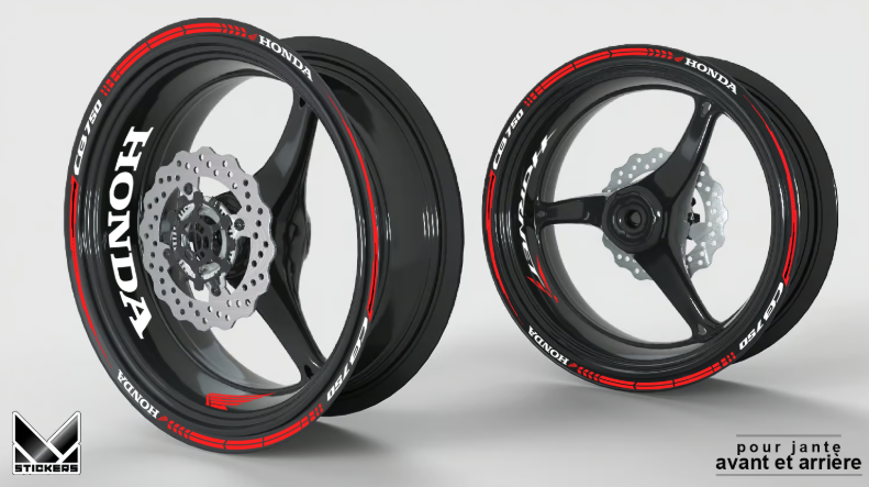 Wheel rim stickers Honda CB750 Hornet - Red & White (clearance) 1 Wheel rim stickers Honda CB750 Hornet - Red and White (clearance)